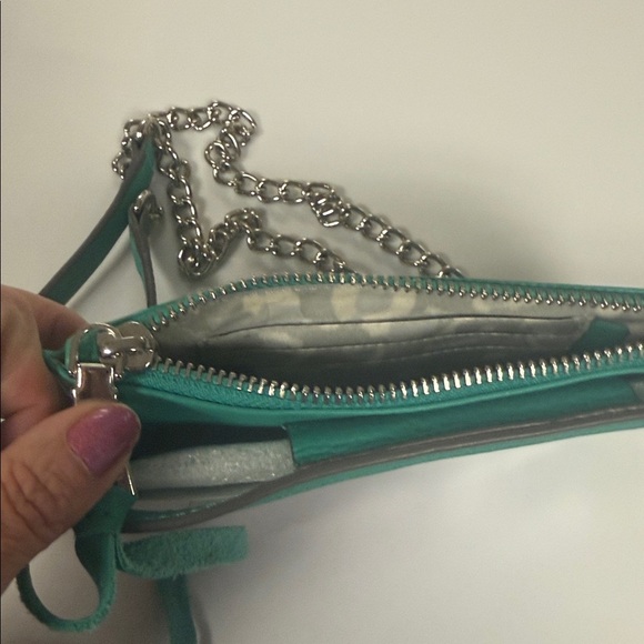 Aimee Kestenberg Turquoise/Teal cellphone crossbody Bag with Silver Accents NWOT - Picture 4 of 9